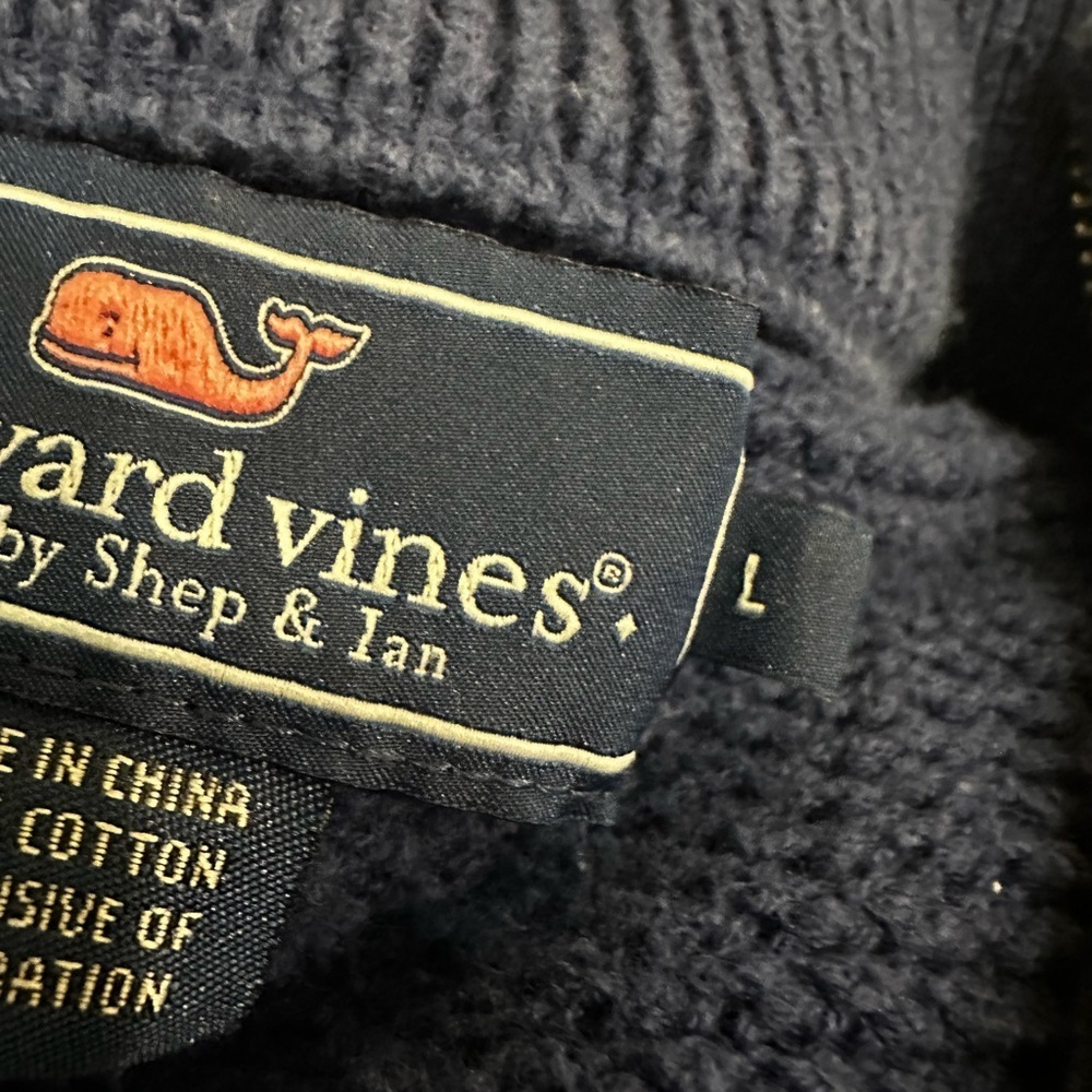 Vineyard Vines Sweater Mens Sz: L 1/4 Zip Waffle Knit Long Sleeve Blue Pullover. - Picture 11 of 11
